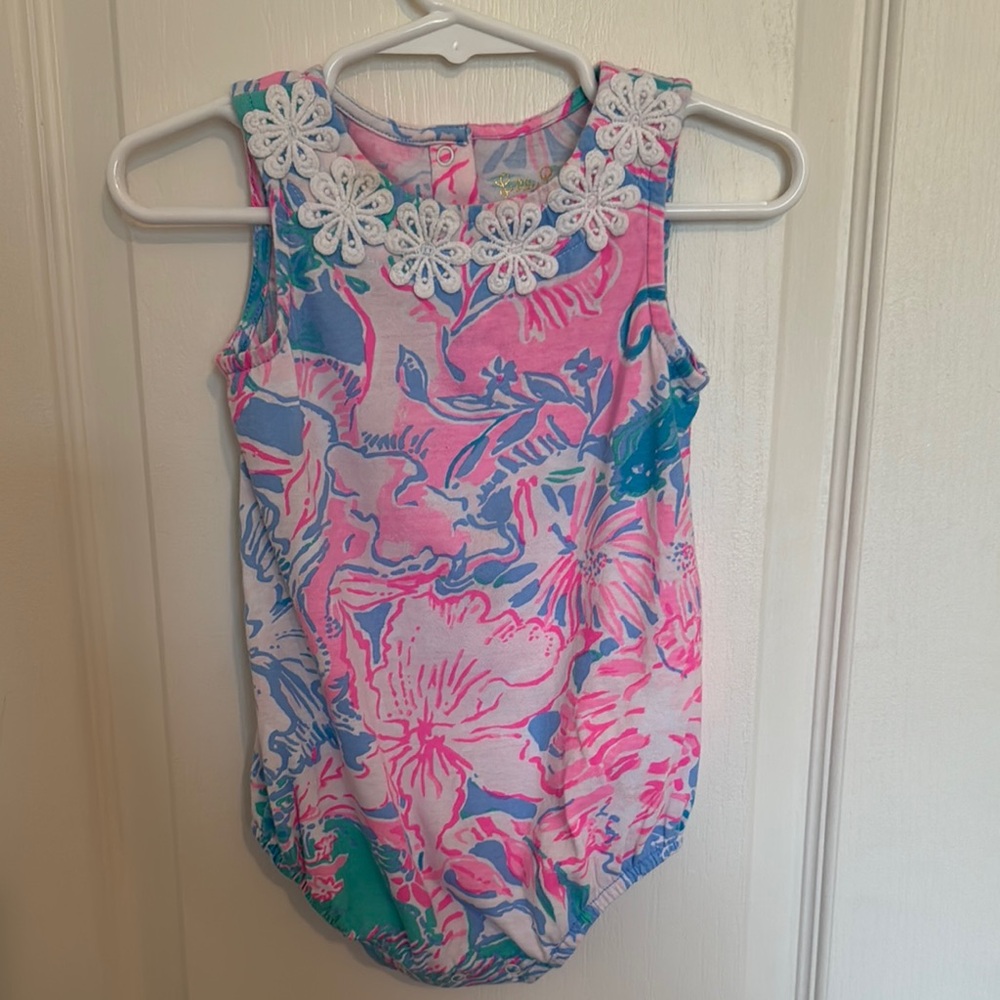 Lilly Pulitzer one piece with neck detail 6-12 months
